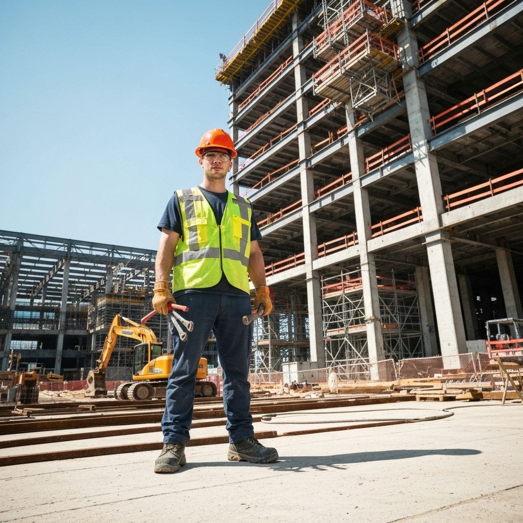 Construction worker with hard hat